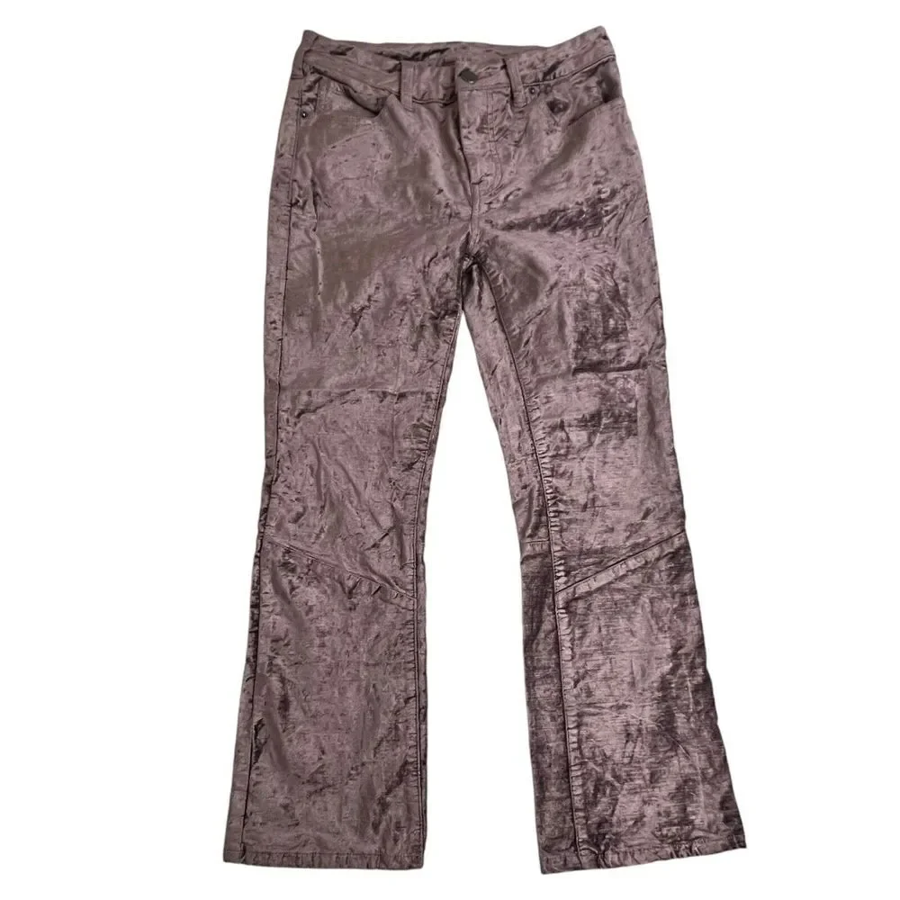 Free People Womens 27 Purple Velour Mid‎ Rise Cropped Bootcut Pants